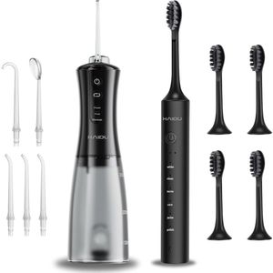 HAIDU Pro Flow Waterflosser + Elektrische Tandenborstel – Flosapparaten – Zwart