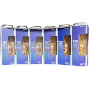 6 stuks Nordlux tipkaarslamp LED - E14 - 3W - 2000K - 200lm -Dimbaar - goud