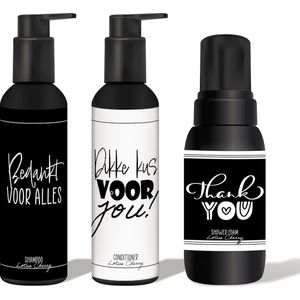 VOORDEEL SET 5; SHAMPOO, CONDITIONER EN SHOWER FOAM; BEDANKT