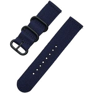 DrPhone Nylon Flex Strap - Nylon Horlogeband - 18mm - Zwarte Sluiting - Donkerblauw