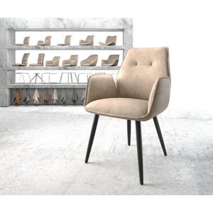 Gestoffeerde-stoel Zoa-Flex 4-poot conisch zwart microvelours beige vintage pocketveer kern