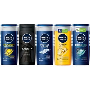 NIVEA MEN Douchegel Mix Set - 5 Unieke NIVEA MEN Geuren - 5 Stuks - Voordeelverpakking