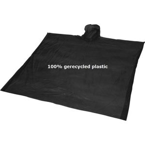 500 stuks ponchos - 100% gerecycled kunststof- Zwart Transparant