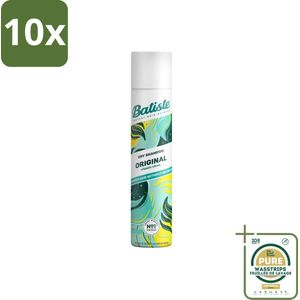 10 x Batiste - Original - Droogshampoo - Klassieke Frisse Geur - Geeft Volume en Textuur - 200ml - Grootverpakking - Droogshampoo - Vet Haar - Volume - Fris Haar - Haarkleur