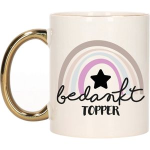 Bellatio Decorations Cadeau mok voor collega - goud - bedankt - afscheid/pensioen - keramiek - 300 ml