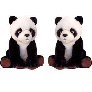 2x Stuks Pluche Knuffel Panda Beren van 25 cm - Dieren Knuffelbeesten Voor Kinderen Of Decoratie