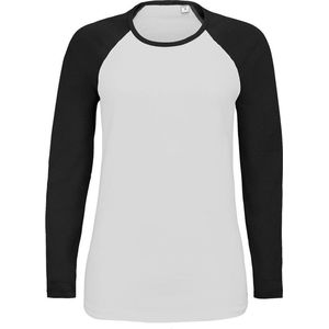 SOLS Dames/dames Melkachtig Contrast T-Shirt met lange mouwen (Wit/diep zwart)