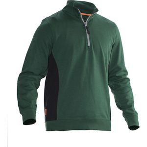 Jobman 5401 Halfzip Sweatshirt Bosgroen/Zwart maat S