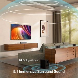 Soundbar - 5.1 Surround Geluid - Dolby Atmos Speaker - Draadloze Subwoofer - HDMI-eARC Connectiviteit