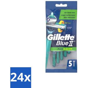 Gillette Blue II - Plus Slalom - Wegwerpscheermesjes - 5 Scheermesjes - Voordeelverpakking - 24 stuks