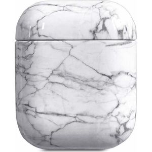 Airpods Marmer Case Cover - Beschermhoes - Wit - Marmer Airpod Hoesje - Geschikt voor Apple Airpods