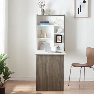 Klaptafel Greve voor wandmontage 80x62x16 cm wit en houtkleurig [en.casa]