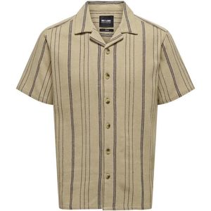 Only & Sons Overhemd Onstrev Life Reg Ss Struc Stripe Sh 22029099 Vintage Khaki Mannen Maat - M