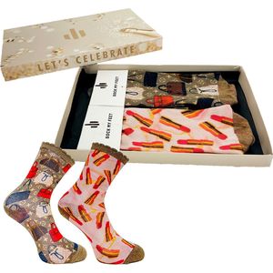 Sock My Feet geschenkdoos sokken dames 39 42 - cadeau voor vrouw - duurzaam - naadloos - Handbag Lipstick