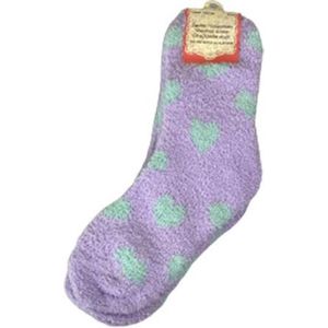 Super Soft huissokken - Kinder huissokken - Paars / Groen - Maat 37-38 - 2 paar