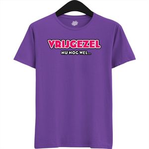 Vrijgezel Nu Nog Wel | Vrijgezellenfeest Cadeau Vrouw - Bride / To Be Bachelor Party - Grappig Bruiloft Shirt Bruid - T-Shirt - Unisex - Dark Purple - Maat 3XL