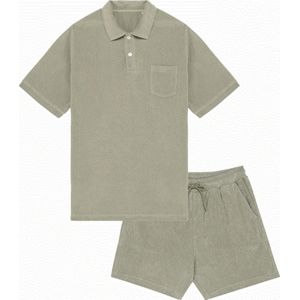 Setje | Mannen | Badstof | 100% katoen | Men | Terry Basic | Groen Amandel | Khaki | Maat M | Unisex