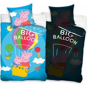 Peppa Pig Dekbedovertrek Big Balloon 140 x 200 cm - 65 x 65 cm - Katoen