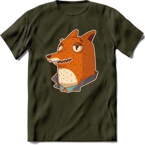 Casual vos T-Shirt Grappig | Dieren fox Kleding Kado Heren / Dames | Animal Skateboard Cadeau shirt - Leger Groen - XL