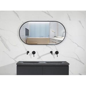 Mawialux spiegel met Zwarte Rand - 120x60cm - Ovaal - Verwarming - MR312060