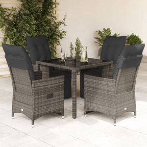 vidaXL 5-delige Bistroset met kussens poly rattan Tuinmeubles - Bistroset - Lounge Set - Buitendecoratie - Poly Rattan - Outdoor Furniture - Garden Chairs - Dining Set - Patio Furniture