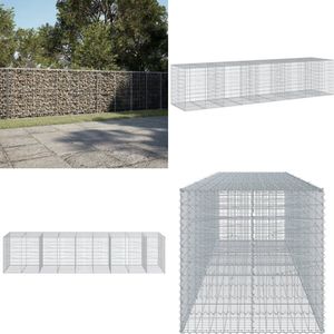 vidaXL Schanskorf 450x100x100 cm gegalvaniseerd ijzer zilverkleurig - Schanskorf - Schanskorven - Schanskorfmuur - Schanskorf Schutting