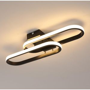 Delaveek-Moderne LED Plafondlamp -32W 3600LM- Warm Wit 3000K -50cm-Acryl & Aluminium-Zwart