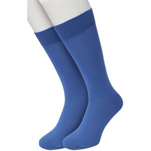 Bonnie Doon Basic Sokken Heren Delfts Blauw maat 40/46 - 2 paar - Basis Katoenen Sok - Gladde Naden - Brede Boord - Uitstekend Draagcomfort - Perfecte Pasvorm - 2-pack - Multipack - Effen - Delftsblauw - Blauw - Delfts Blue - OL6324012.211