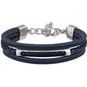 Breil - B MIX - Armband - Blauw - Leer en Roestvrij Staal - 23 cm