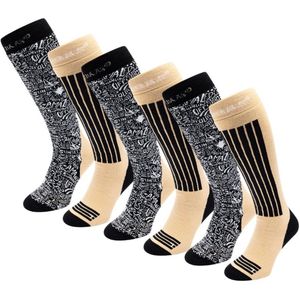 Poederbaas Skisokken - 6 paar - Black Multi - Maat 35/38