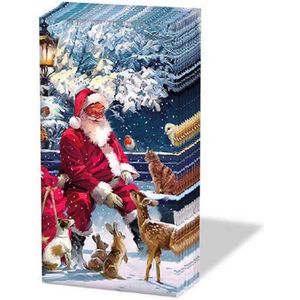 Ambiente - Santa On Bench - Papieren zakdoeken - 6 pakjes