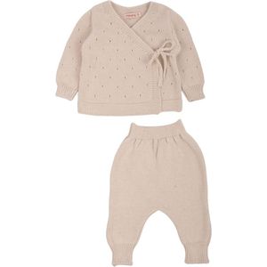 Minora Newborn Baby Kleding Set - Jongens en Meisjes - 2 Delig pakje - 1/3 Maanden- Kraamcadeau - Babyshower-Newborn overalls winter- Beige- Sinterklaas