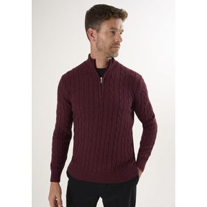 Felix Hardy - Kabelgebreide Trui - Bordeaux - Heren - 100% Katoen