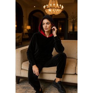 La Booty- Joggingpak Dames Velours Zwart- Comfy Outfit- Streetwear- Stijlvol Trainingspak- Luxe Loungewear Set- maat XL