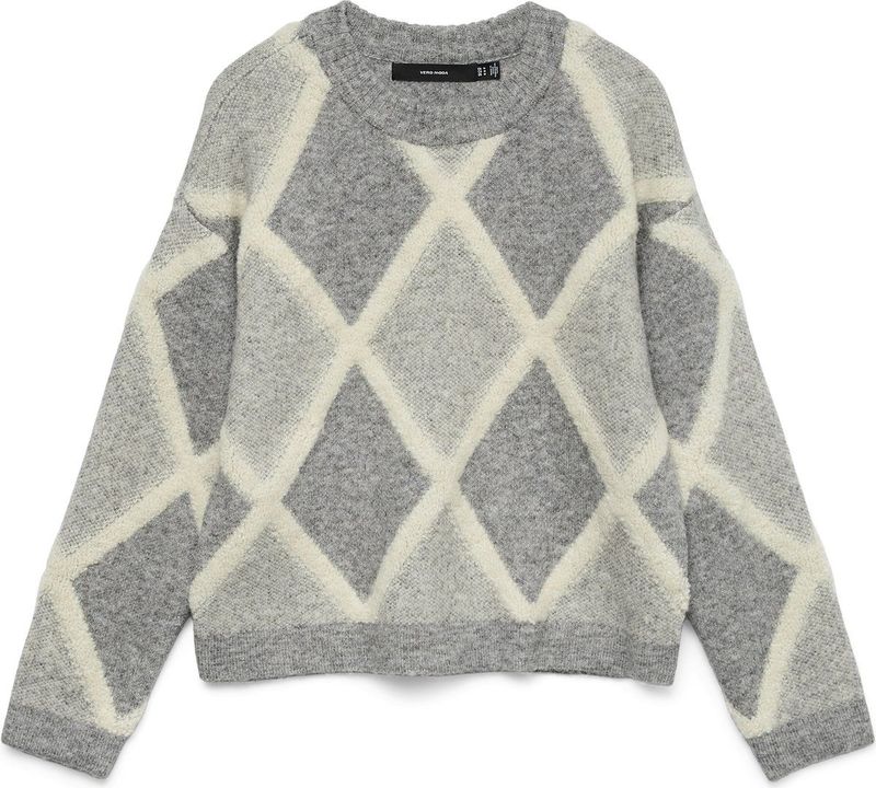 Vero Moda - Vmargie Ls O-neck Pullover - Med.grey Birch - Gebreide Trui