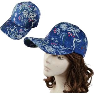 Mooie dames pet blauw -Fashion met bloemenprint- Ademend en vocht absorberend Unisex Baseball cap - Verstelbaar band - Zonnebescherming hoed- Baseball cap- Wandelen| Varen| Vissen| Fietsen | Vakantie| Cadeau voor vrouwen
