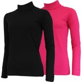 Campri Campri Dames - 2-Pack - Skipully - shirt met col - Zwart & Roze