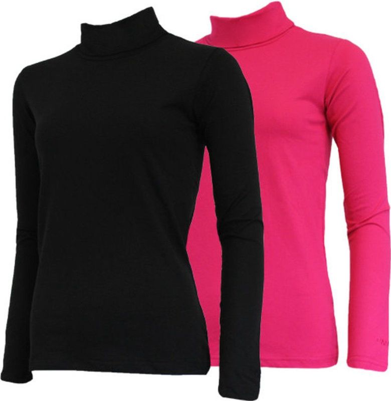 Campri Campri Dames - 2-Pack - Skipully - shirt met col - Zwart & Roze