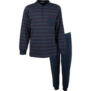 Gentlemen heren pyjama | MAAT L | Streep marine/rood | knoop