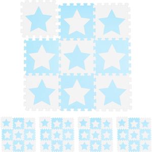 Relaxdays 45x speelmat foam sterren - puzzelmat - speelkleed - vloermat schuim - blauw-wit