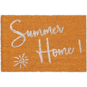 Relaxdays deurmat kokos - Summer Home - kokosmat - 60x40 cm - voetmat - slipvast - oranje