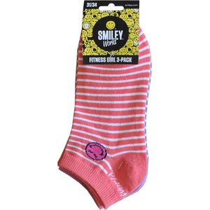 Smiley meisjes sokken Shiny - pastelkleur - Sneaker Multipack - 6 paar - maat 27/30 - enkelsokken
