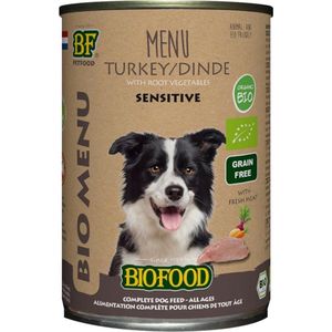 Biofood Organic - Biologisch Hondenvoer Natvoer - Sensitive Kalkoen - 12 x 400 gr NL-BIO-01