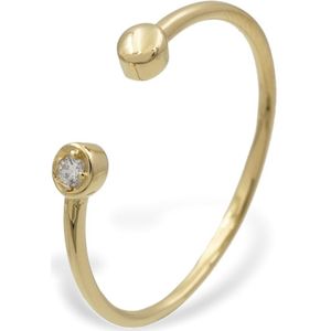 New Bling Zilveren Ring 9NB 0295 56 - Maat 56 - Zirkonia - Goudkleurig