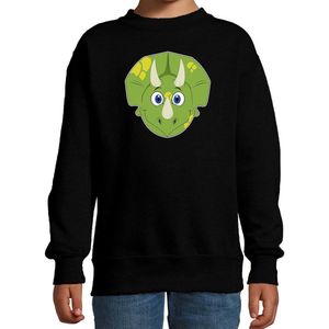 Cartoon dino trui zwart voor jongens en meisjes - Kinderkleding / dieren sweaters kinderen 98/104