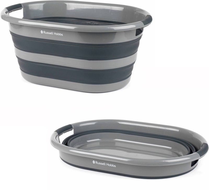 Russell Hobbs inklapbare wasserette wasmand inklapbaar bubbelbad Ovaal 27L grijs