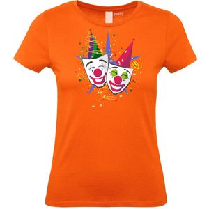 Dames T-shirt Carnaval Masker | Carnaval | Carnavalskleding Dames Heren | Oranje | maat M