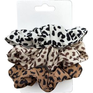 3 Stuks Haarelastiek Set - Scrunchie - Haarwokkel - Haarband - Soft & Silk - Haar Elastiek Voor Vrouwen - Leopard Print - Panter Style - Mix Van Tijger Print - Cadeau Voor Dames - Elastiekjes Voor Meiden - Haarelastiek Van Satijn