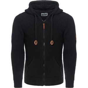 Carisma Casual Gebreid Heren Vest Met Rits En Capuchon Zwart - L