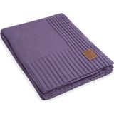 Knit Factory Uni Gebreid Plaid XL - Woondeken - plaid - Wollen deken - Kleed - Violet - 195x225 cm